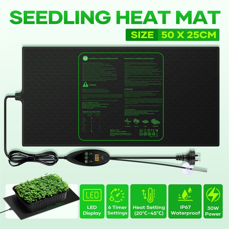 30W 50x25cm Seedling Heat Mat with Thermostat Germination Starter
