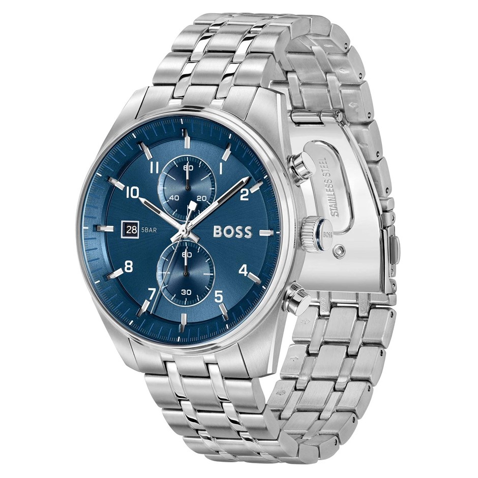 BOSS by Hugo Boss Stainless Steel Blue Dial Chronograph Men's Watch - 15142