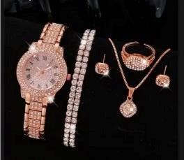 6-Piece Jewellery Set.Watch, Necklace, Bracelet, Ring & Earrings