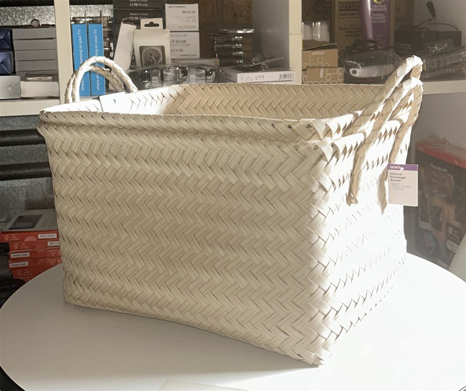 2x Natural Rectangle Baskets