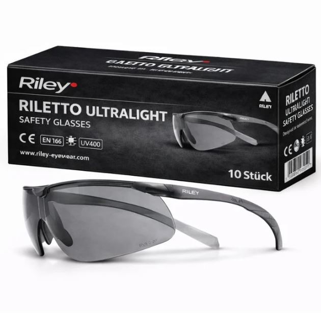 RILETTO ULTRA-LITE BLACK SAFETY GLASSES (10 Pack)