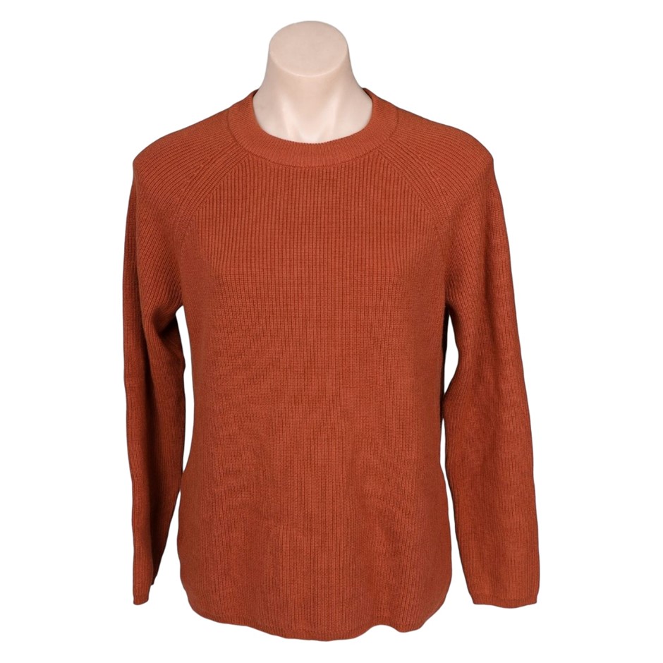 MATTY M Women's Rib Sweater, Size XS, 60% Cotton, Root Beer.