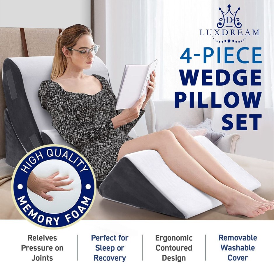 Triangle Memory Foam Wedge Pillow Reading Cushion Set Leg Elevation