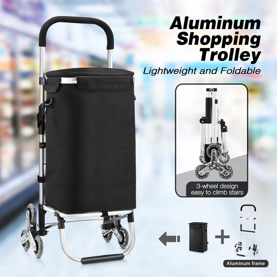 45L Wheeled Foldable Shopping Trolley Stair Climbing Aluminium Waterproof