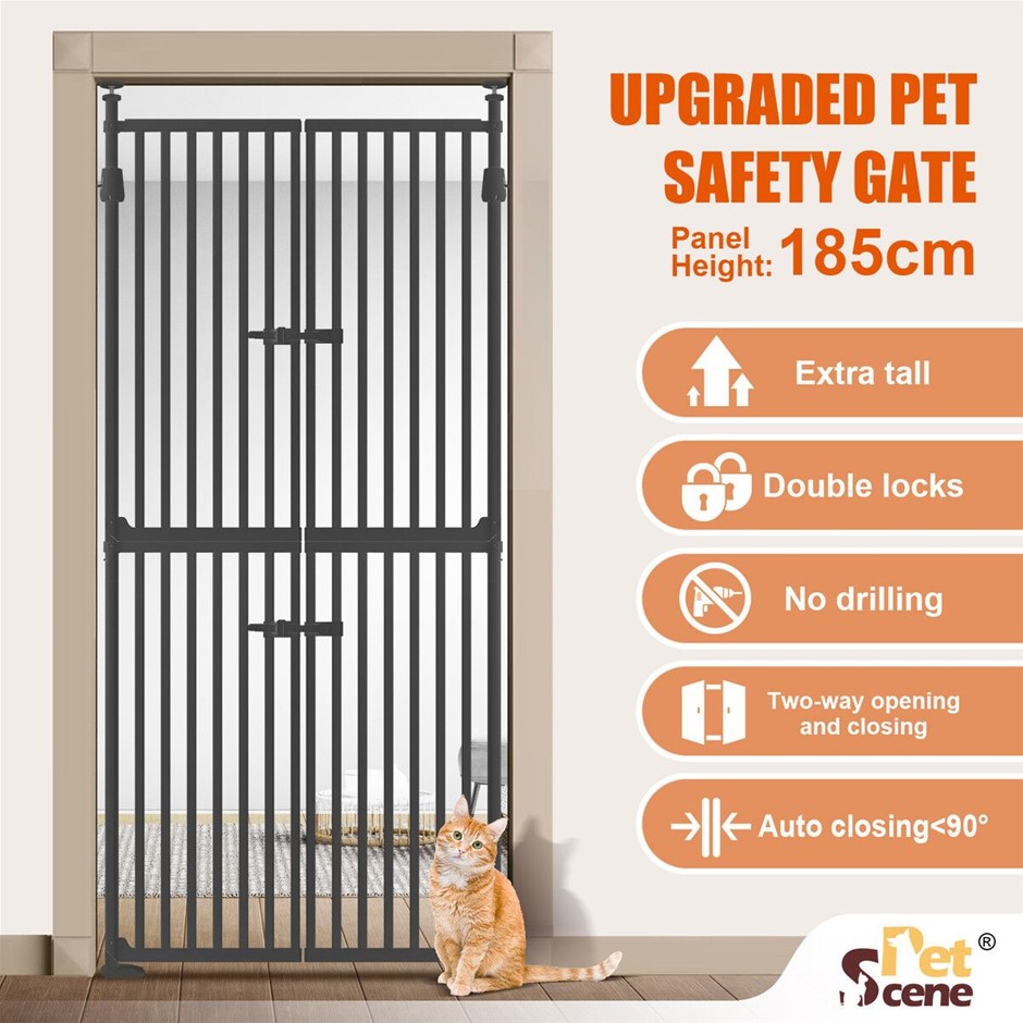 Retractable Extra Tall Pet Safety Gate Doorway Stairs 190-250cm Black
