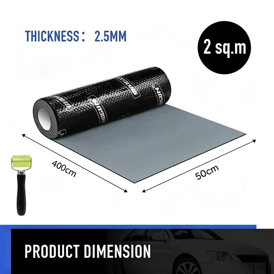 Black Butyl Car Sound Deadening Mat 2.5mm 50cm x 400cm 2sqm