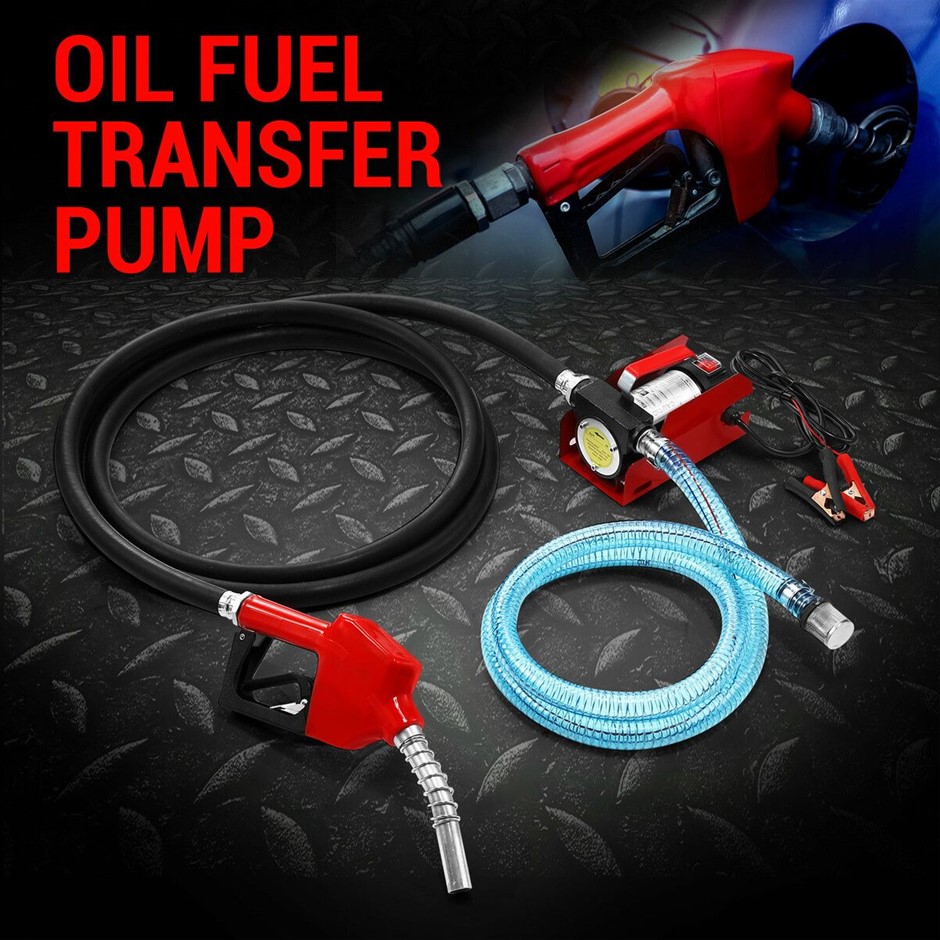 12V 10GPM Portable Diesel & Kerosene Fuel Transfer Pump Nozzle Hose Filter