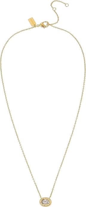 COACH Signature Logo Stone Pendant Necklace, One SIze, CRYSTAL/GOLD.