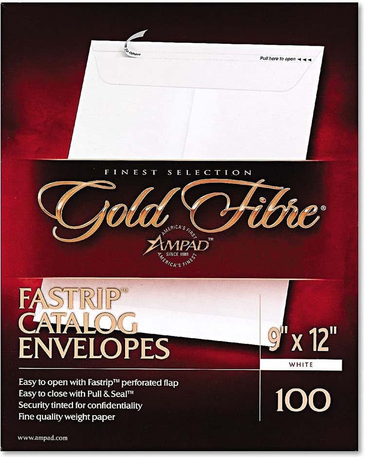 Ampad 73127 Ampad Fastrip Pull & Seal Security Envelope, 9 x 12, White, 100