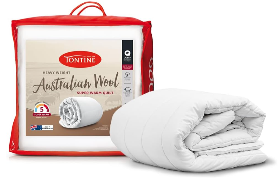 Tontine Australian Wool Quilt Doona Queen Size – Super Warm and Heavy Weigh