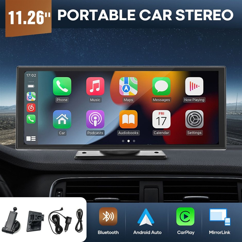 11.26'' Portable Car Stereo Apple CarPlay Android Auto Bluetooth Head Unit