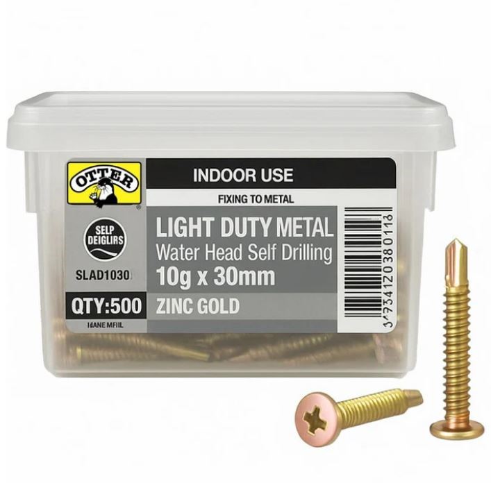 OTTER 500 Pack 10g x 30mm Metal Wafer Screw, Self Drilling SLAD10305