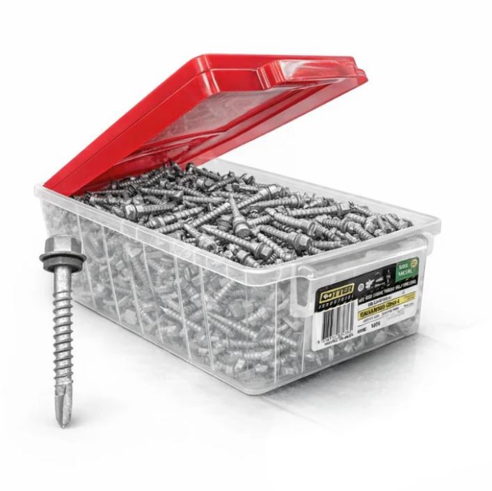 1000 Pack - Otter 14-10 x 50mm Hex Head Self Drilling Screws 4 Galvanised