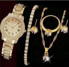 6-Piece Jewellery Set.Watch, Necklace, Bracelet, Ring & Earrings (w/ Box)