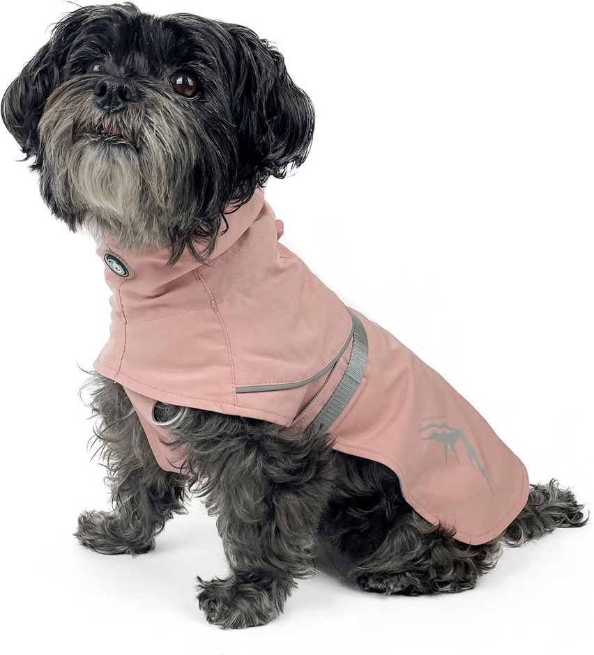 2 X HUSKIMO Peak Dog Waterproof Raincoat, Dusty Pink, 22cm