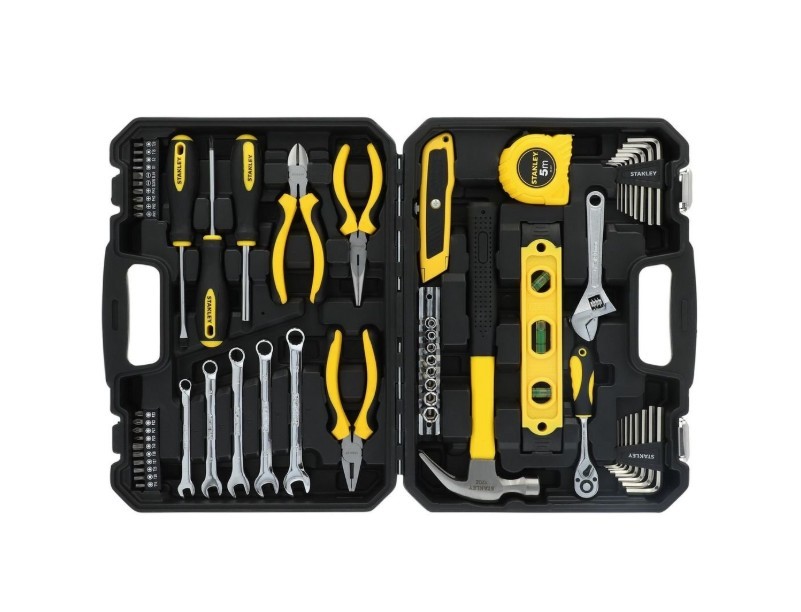 STANLEY 61pc Mixed Hand Tool Set. NB: Missing Left Case Clip.