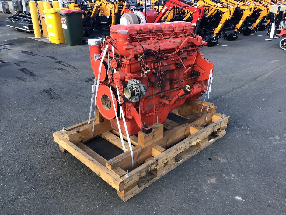 <p>Red Scania DC13 072A 6 Cyl. Engine</p>