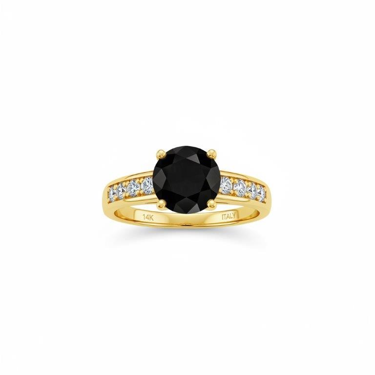 14K/Italy 1.0ct Black Yellow Gold Filled Ring(stamped)Warranty Quality-8US