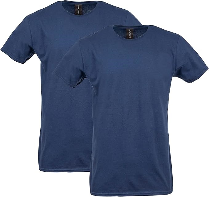 2 x GILDAN Men's Softstyle Cotton T-Shirt, Size S, Navy, G64000 Buyers Not