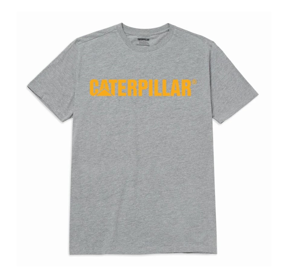 2 x CATERPILLAR Traditional Logo Tee, Size 2XL, 60% Cotton, Heather Grey (1