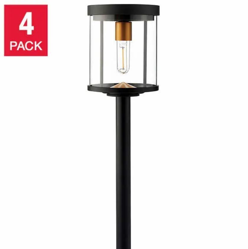 NATURALLY SOLAR 4pk LED Pathway Lights, Vintage Style. NB: Minor use, not i