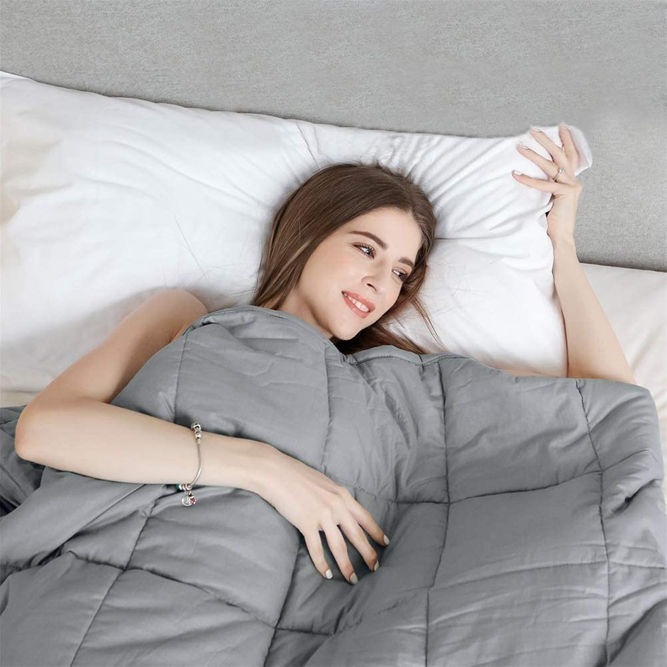LUXOR Microfibre Weighted Blanket, Queen, 11.5KG, 152 x 203cm, Grey.