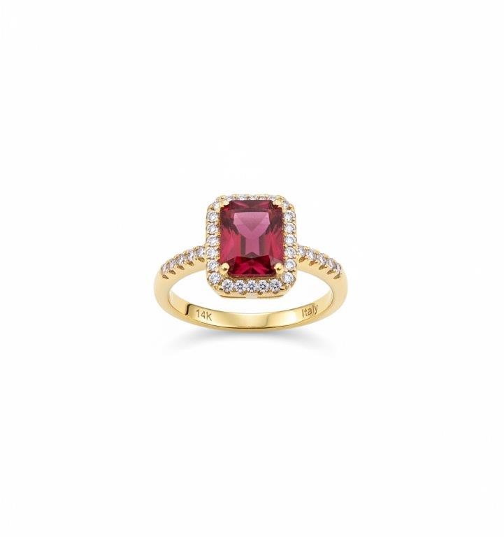 14K/Italy 2.0ct Ruby Emerald Cut  Yellow Gold Filled Ring(stamped)Warranty