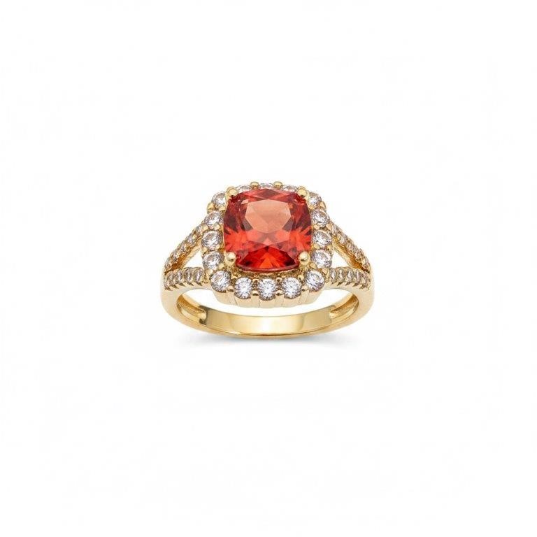 18K/Italy 2.5ct Ruby Princess Cut  Yellow Gold Filled Ring(stamped)Warranty