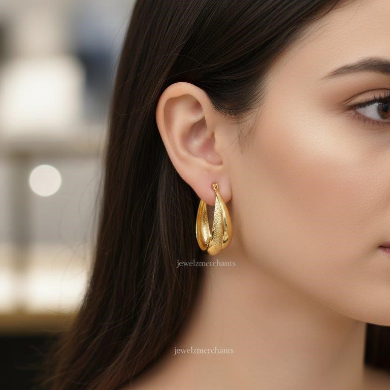 22K/Italy Gold Filled Earring -(stamped 22K/Italy)-Warranty Quality-Bonus