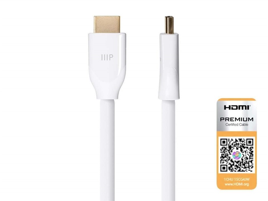 Monoprice Certified High Speed HDMI Cable, HDR, 25ft White