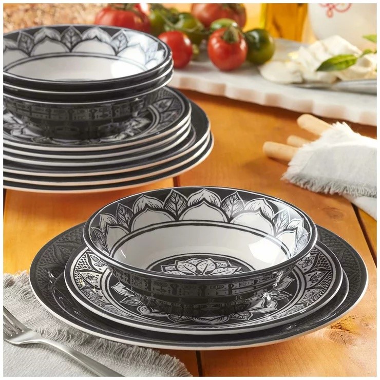 Pandex Melamine Dinnerware 11 Piece ONLY Set, Black