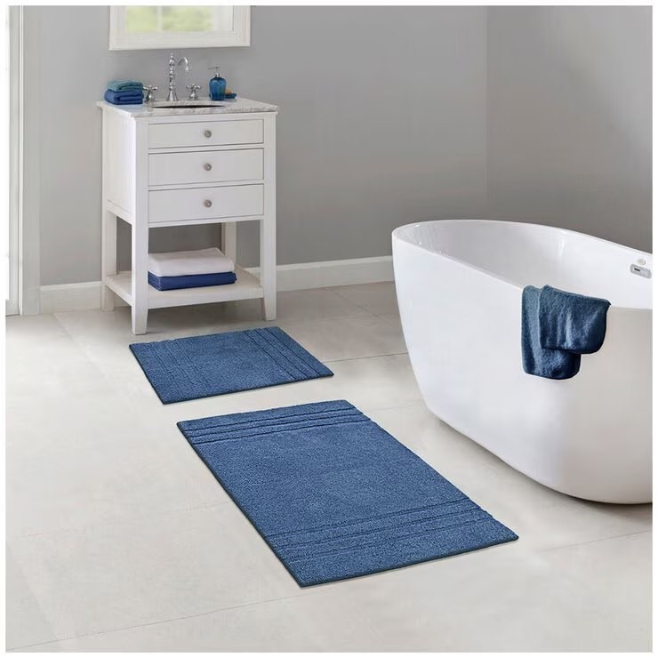 MINERAL SPRING Multi Needle Bath Mat 2 Pack Flintstone Blue.