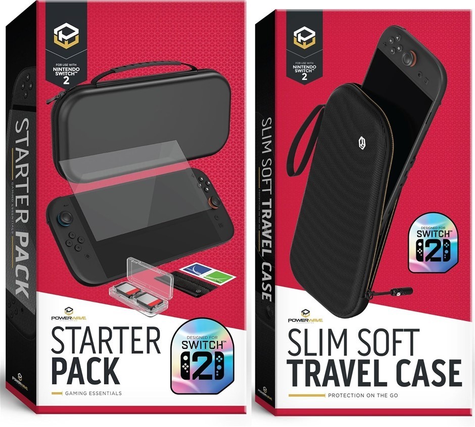 POWERWAVE Nintendo Switch 2 Bundle – Slim Soft Travel Case and Starter Pack