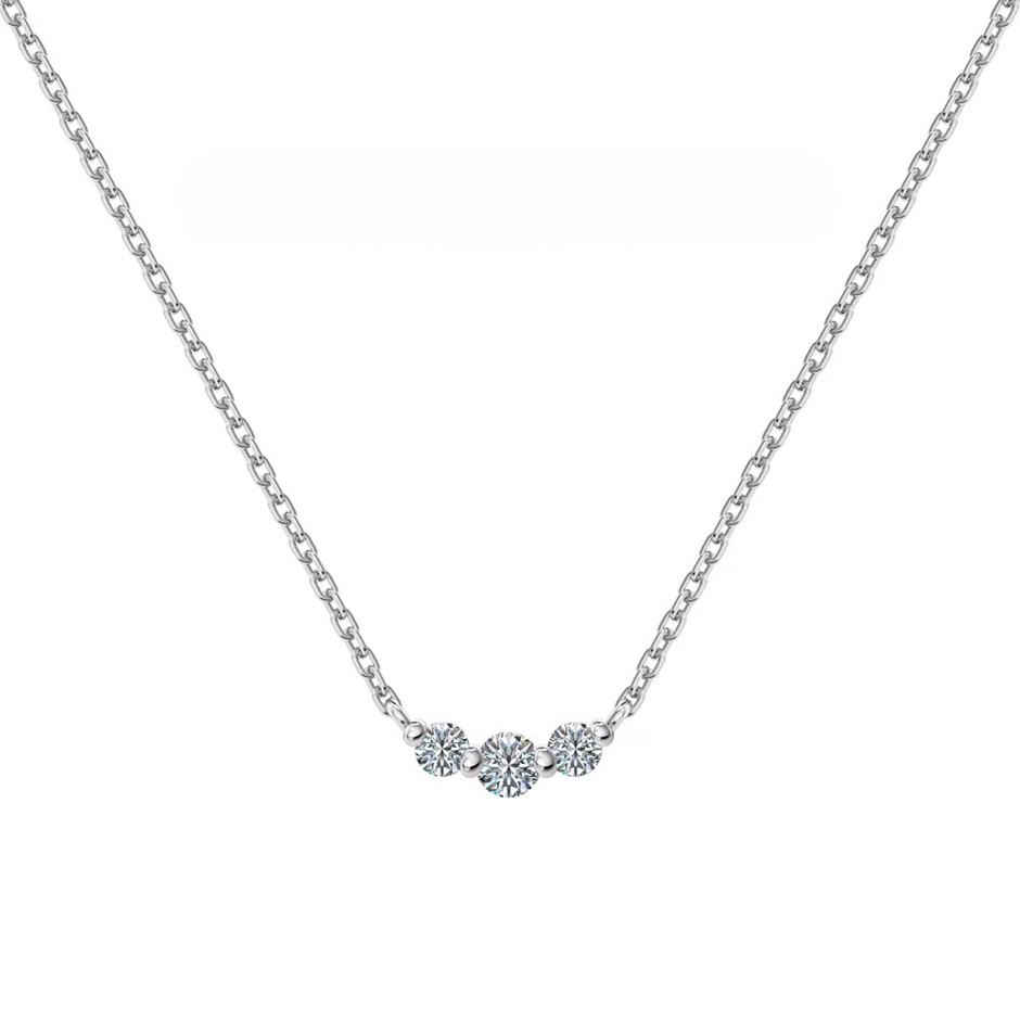 0.22ct Round Lab Created Certified Moissanite 925 Silver Pendant Necklace