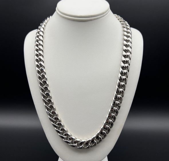 Silver-Filled Cuban Chain Necklace, 14MM Wide - 60.9cm