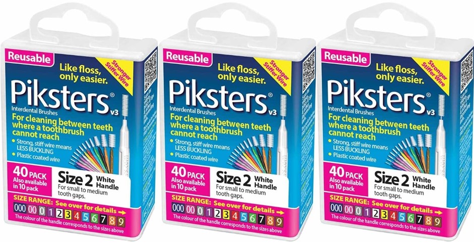 3x Piksters Interdental Brush - Brushes for cleaning between teeth (40 Pack