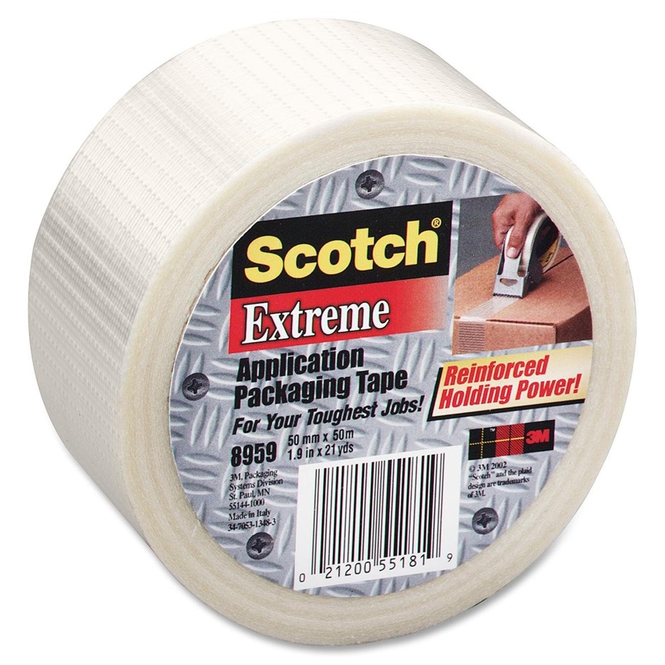 3 x SCOTCH Bi-Directional Filament Tape 8959 Transparent, 50 mm x 50 m.