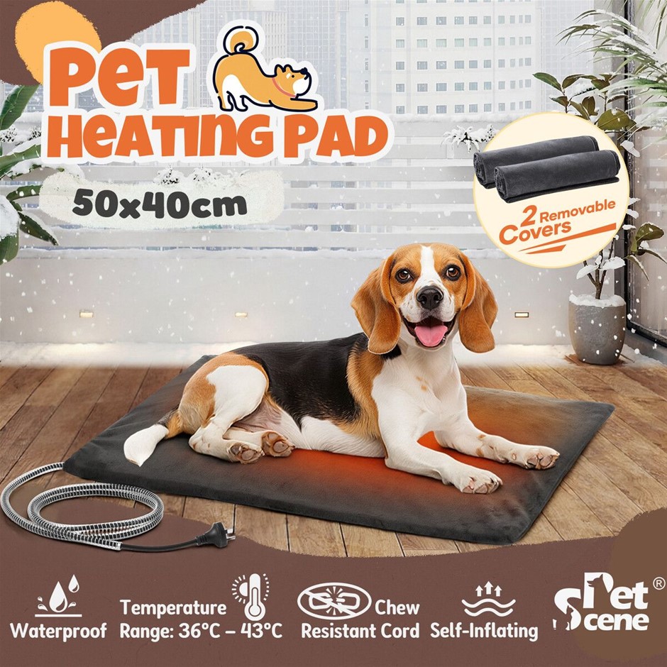 50x40cm Waterproof Pet Heating Pad Electric Heated Mat Self-Inflated Grey