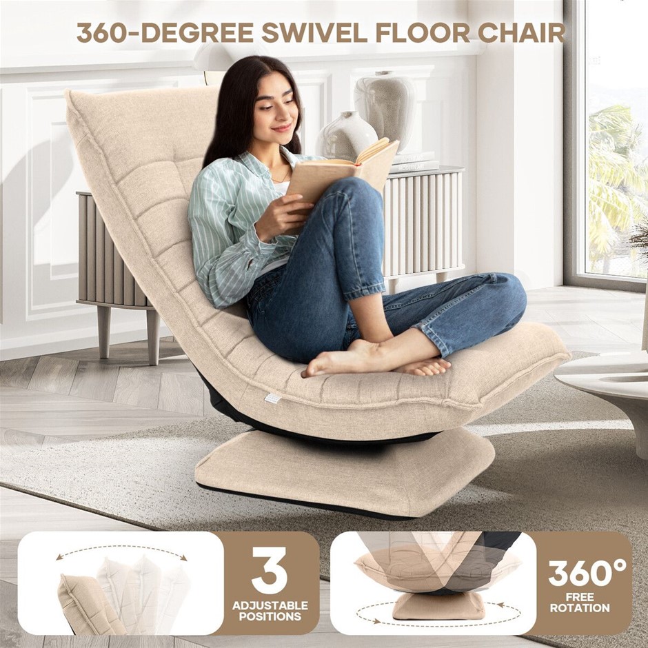 Single Folding Floor Sofa Bed Adjustable Chaise Lounge Beige