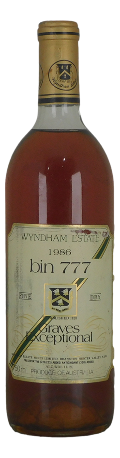 Wyndham Estate Bin 777 Fine Dry Graves Exceptional 1986 (1x 750mL), Hunter