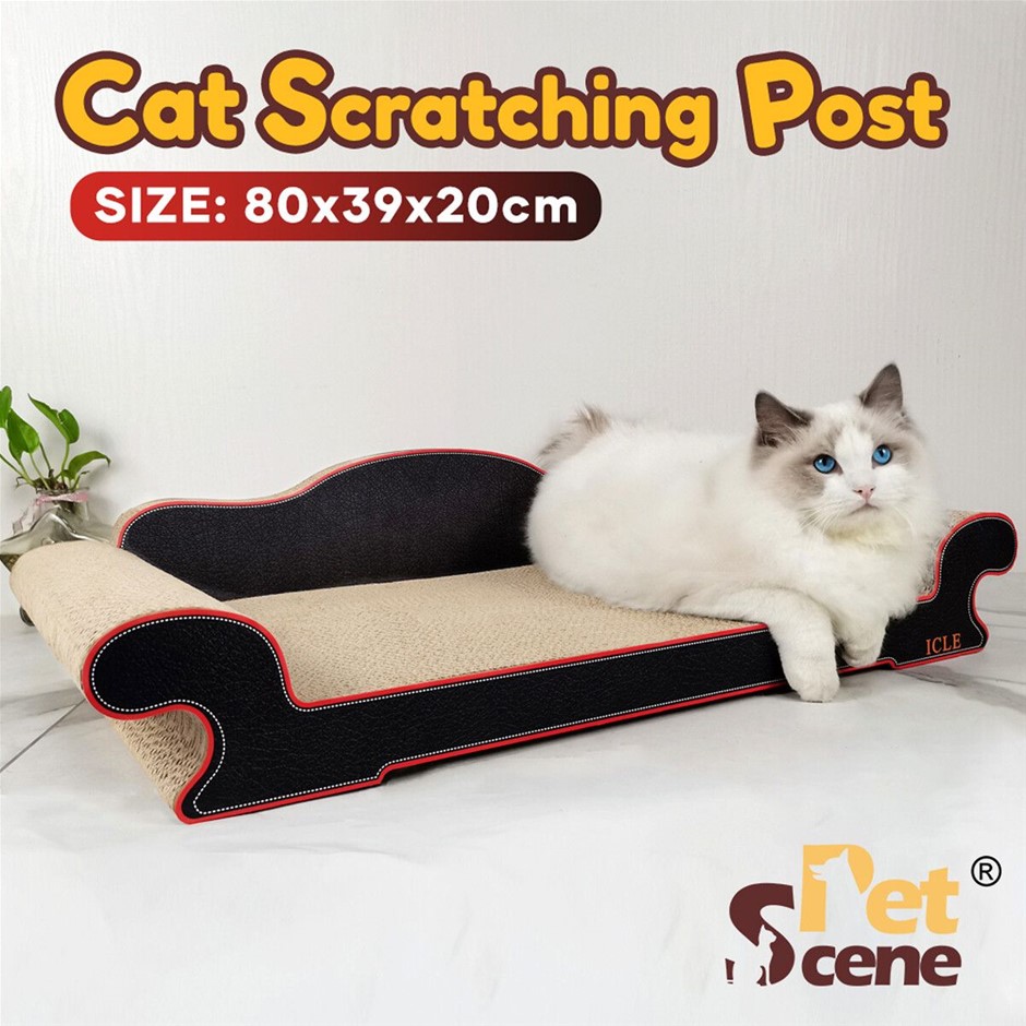 80cm Corrugated Cardboard Cat Scratcher Sofa Lounge Bed 80x39x20cm