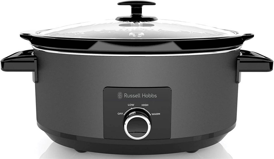 RUSSELL HOBBS Slow Cooker 7L, Colour: Black, Premium Matte Black Finish.