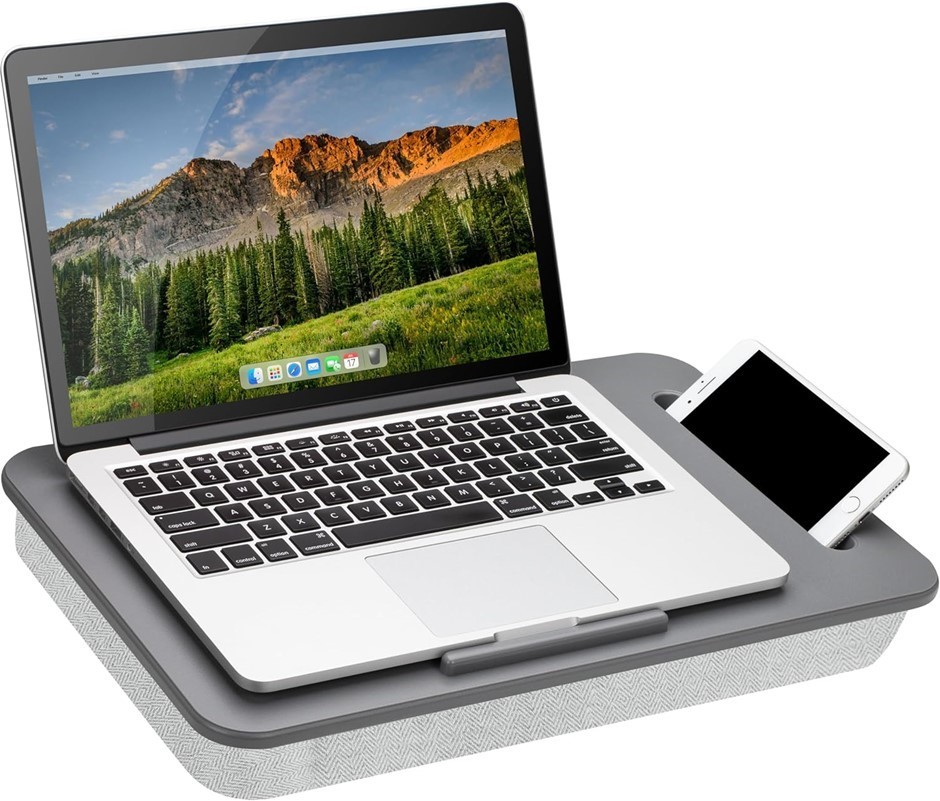 LAPGEAR Sidekick Lap Desk with Device Ledge and Phone Holder - Gray - Fits