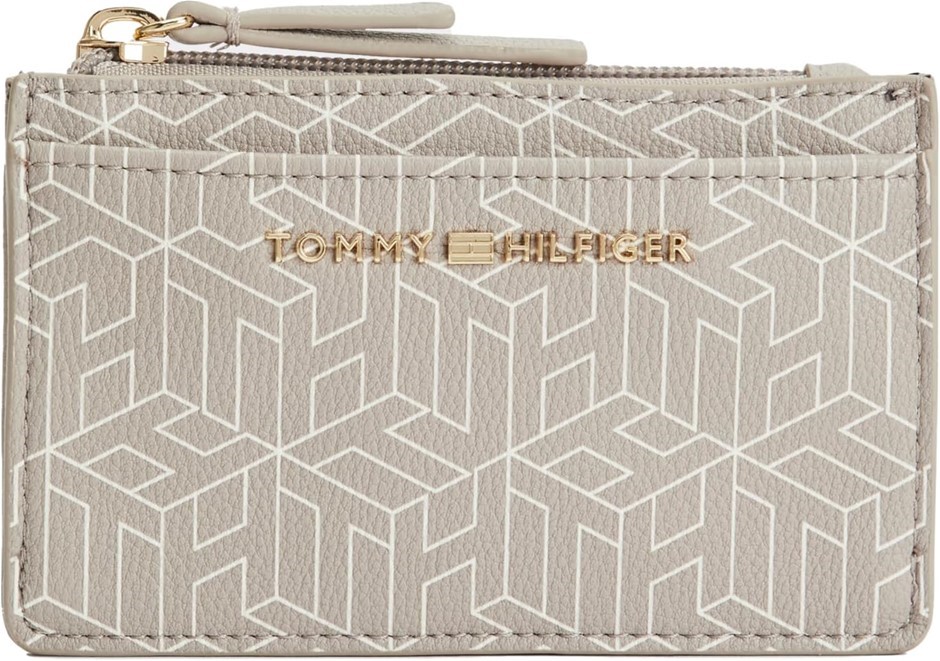 TOMMY HILFIGER Women's Mimi Zip Credit Card Wallet, Beige, RFID Blocking, S