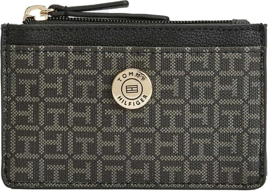 TOMMY HILFIGER Women's Mimi Zip Credit Card Wallet, Black RRP $99