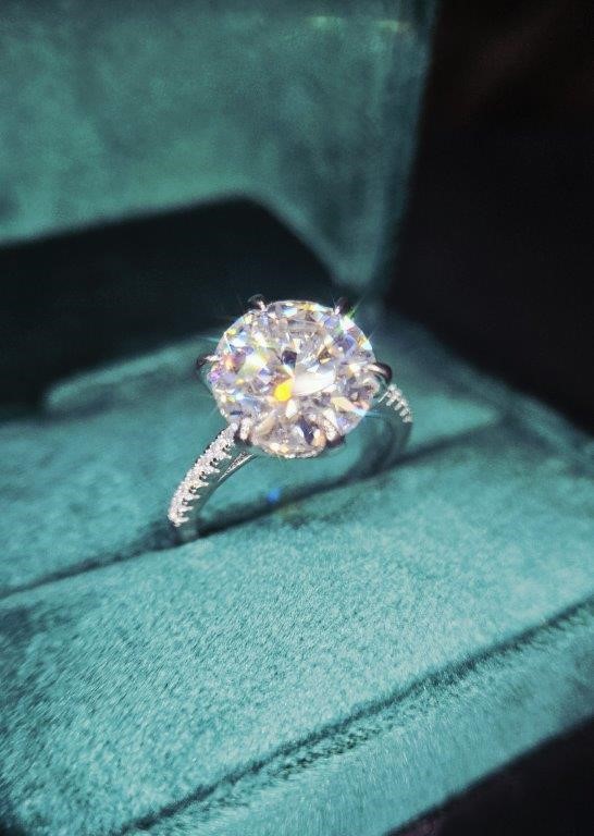 5.0ct GRA Moissanite white 18k Solid White Gold Vermeil Ring -8US
