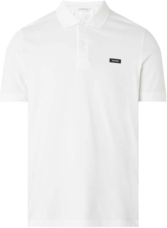 CALVIN KLEIN Men's Slim Pique Polo Shirt, Medium, Bright White, K10K111196.