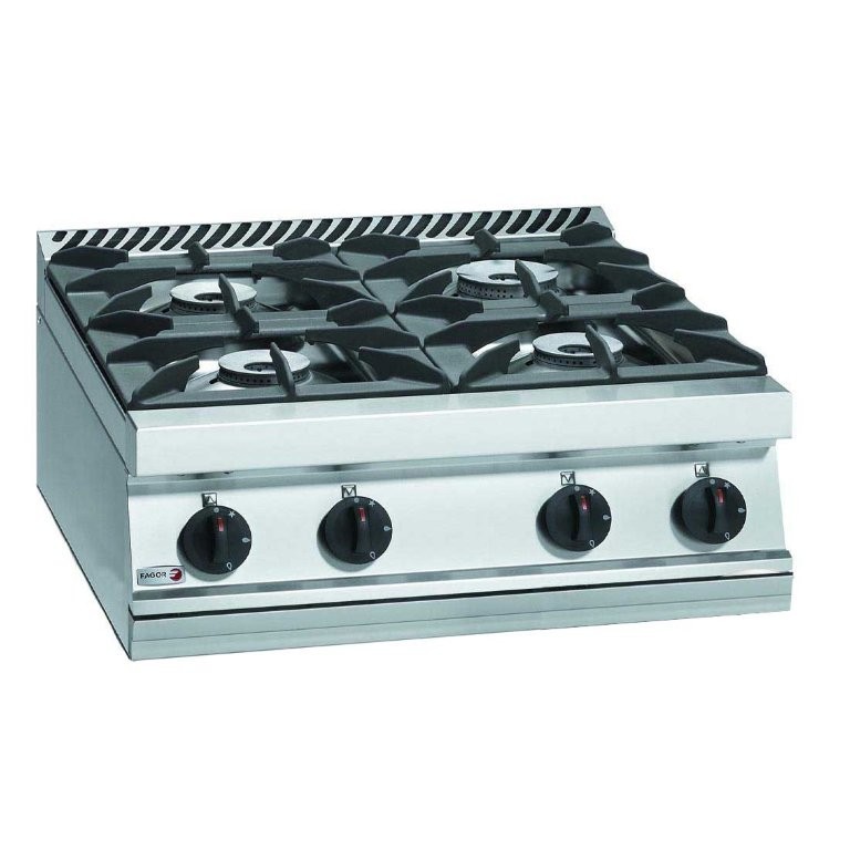 700 Series Natural Gas 4 Burner SS Boiling Top with Cast Iron Trivets and Burners