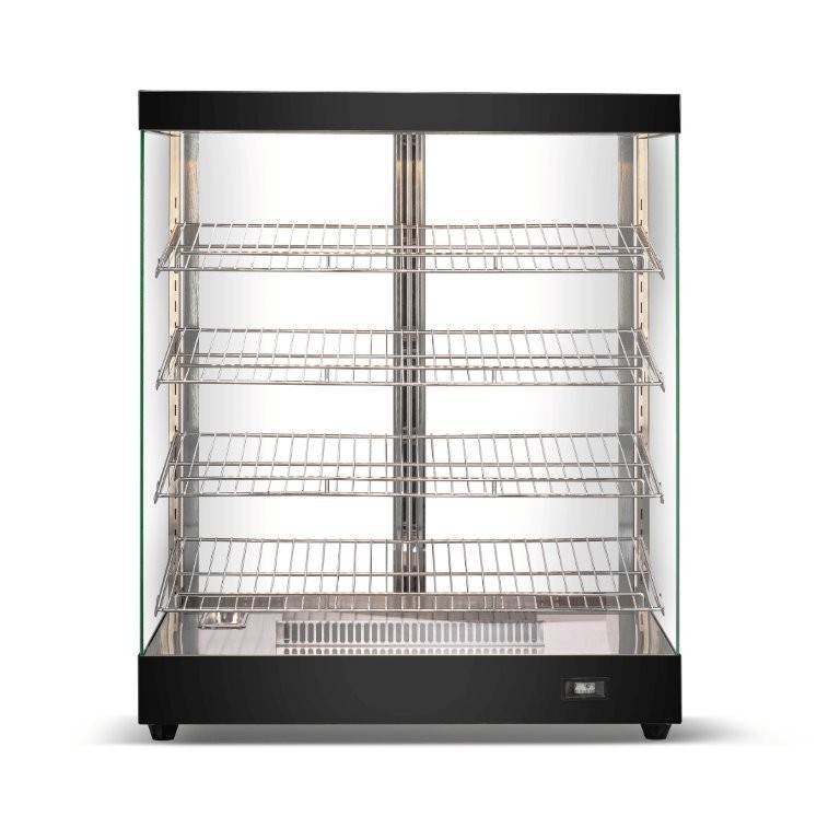 <p>318L Counter Top 4 Shelves Square Hot Display with LED Lighting</p>