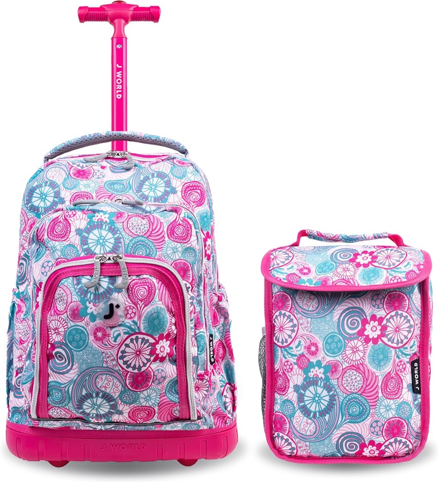 Lollipop Kids Rolling Backpack & Lunch Bag Set for Elementary School. NB: M